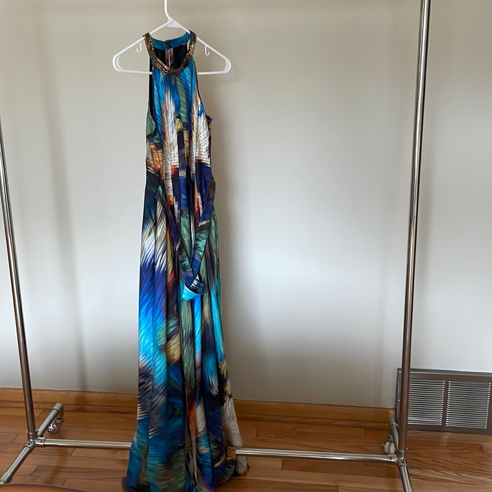 Ranna Gill from Anthropologie colorful halter maxi dress size small